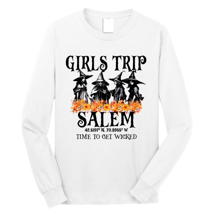 Halloween Funny Girl Trip Salem Time To Get Witch Gift Long Sleeve Shirt