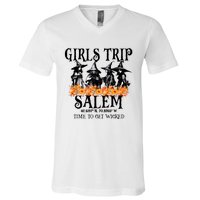 Halloween Funny Girl Trip Salem Time To Get Witch Gift V-Neck T-Shirt