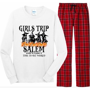 Halloween Funny Girl Trip Salem Time To Get Witch Gift Long Sleeve Pajama Set