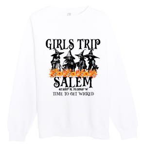 Halloween Funny Girl Trip Salem Time To Get Witch Gift Premium Crewneck Sweatshirt