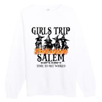 Halloween Funny Girl Trip Salem Time To Get Witch Gift Premium Crewneck Sweatshirt