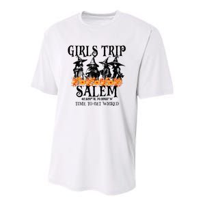 Halloween Funny Girl Trip Salem Time To Get Witch Gift Youth Performance Sprint T-Shirt