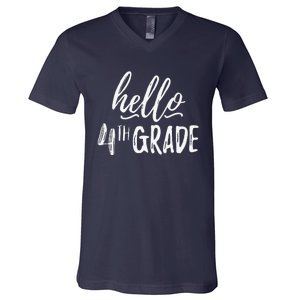 Hello Fourth Grade For 4th Graders Teachers Aides V-Neck T-Shirt