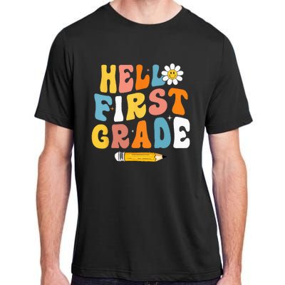 Hello First Grade Teachers Women Back To School Adult ChromaSoft Performance T-Shirt