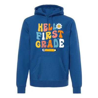 Hello First Grade Teachers Women Back To School Premium Hoodie