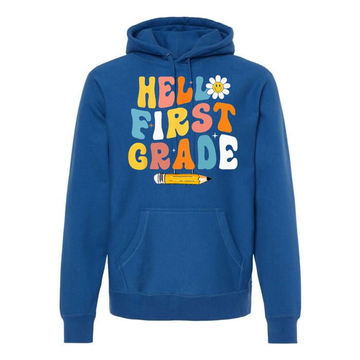 Hello First Grade Teachers Women Back To School Premium Hoodie