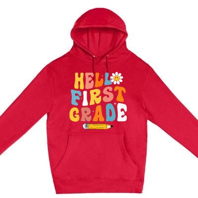 Hello First Grade Teachers Women Back To School Premium Pullover Hoodie