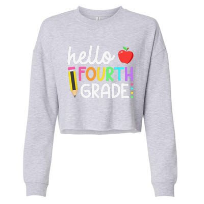 Hello Fourth Grade Team 4th Grade Back To School Teacher Cropped Pullover Crew