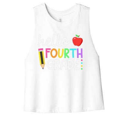 Hello Fourth Grade Team 4th Grade Back To School Teacher Women's Racerback Cropped Tank