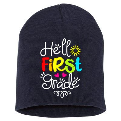 Hello First Grade Short Acrylic Beanie