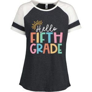 Hello Fifth Grade Team 5th Grade Back To School Teacher Enza Ladies Jersey Colorblock Tee