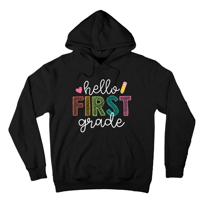 Hello First Grade Boy Girl Teacher Back To School 1st Grade Hoodie