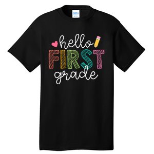 Hello First Grade Boy Girl Teacher Back To School 1st Grade Tall T-Shirt