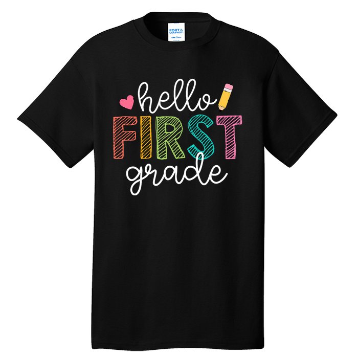 Hello First Grade Boy Girl Teacher Back To School 1st Grade Tall T-Shirt