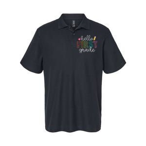 Hello First Grade Boy Girl Teacher Back To School 1st Grade Softstyle Adult Sport Polo