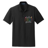 Hello First Grade Boy Girl Teacher Back To School 1st Grade Dry Zone Grid Polo