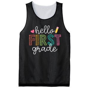 Hello First Grade Boy Girl Teacher Back To School 1st Grade Mesh Reversible Basketball Jersey Tank