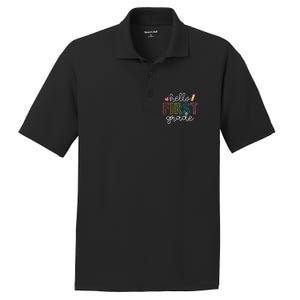 Hello First Grade Boy Girl Teacher Back To School 1st Grade PosiCharge RacerMesh Polo