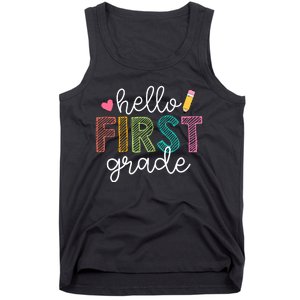 Hello First Grade Boy Girl Teacher Back To School 1st Grade Tank Top