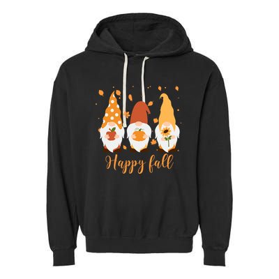 Happy Fall Gnome Festive Cute Garment-Dyed Fleece Hoodie