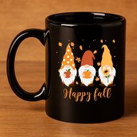 Happy Fall Gnome Festive Cute 11oz C Handle Ceramic Mug