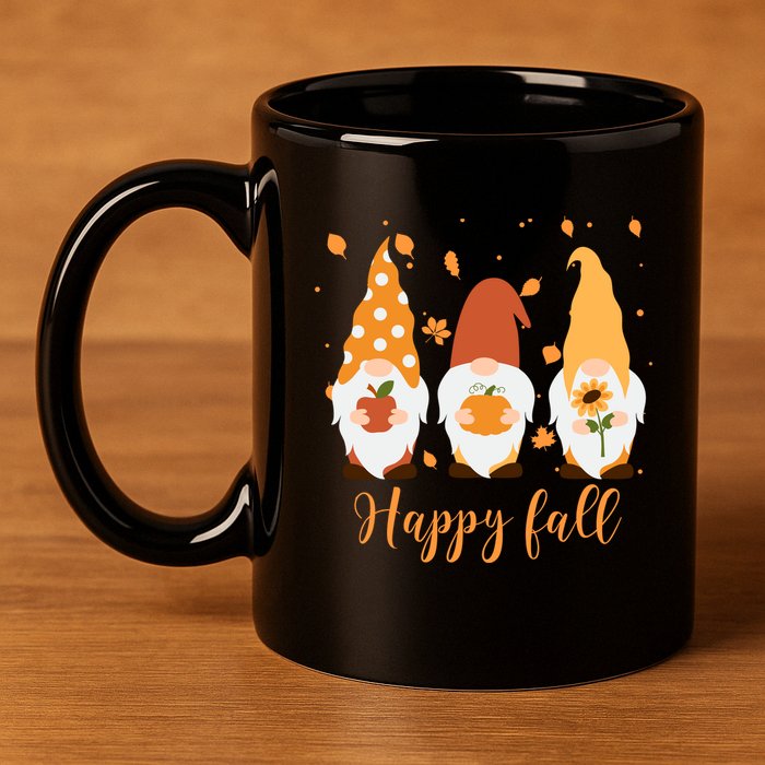 Happy Fall Gnome Festive Cute 11oz C Handle Ceramic Mug