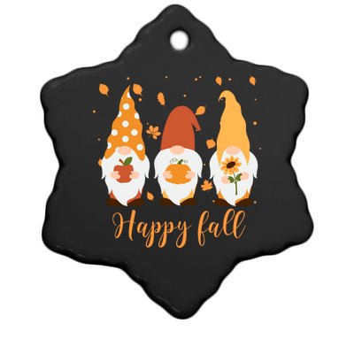 Happy Fall Gnome Festive Cute Ceramic Star Ornament