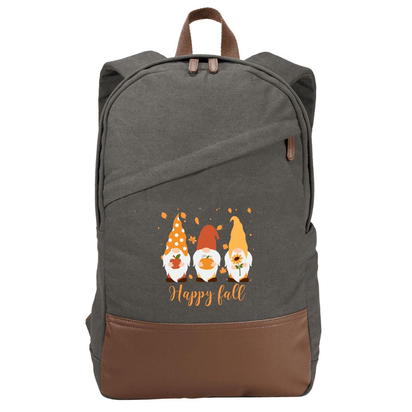 Happy Fall Gnome Festive Cute Cotton Canvas Backpack