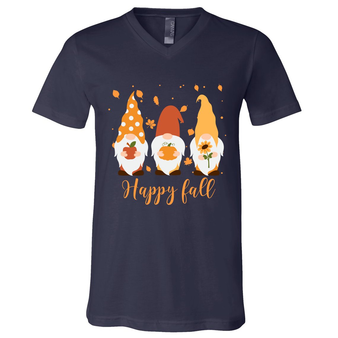 Happy Fall Gnome Festive Cute V-Neck T-Shirt
