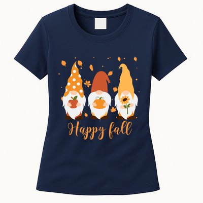 Happy Fall Gnome Festive Cute Womens T-Shirt
