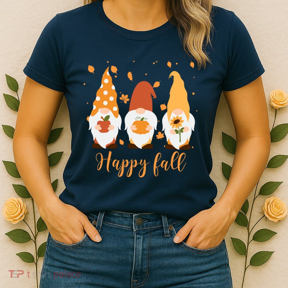 Happy Fall Gnome Festive Cute Womens T-Shirt