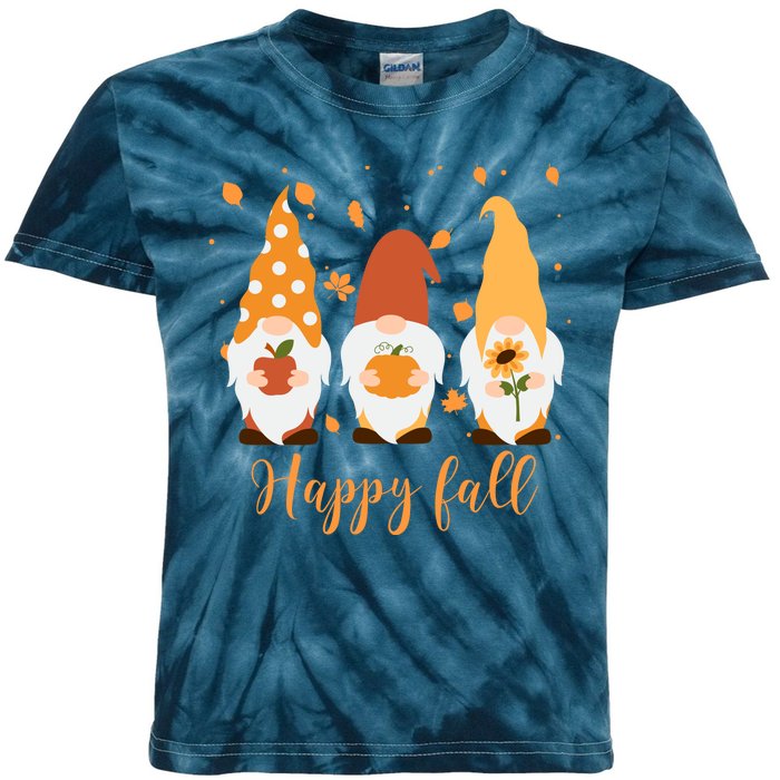 Happy Fall Gnome Festive Cute Kids Tie-Dye T-Shirt