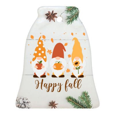 Happy Fall Gnome Festive Cute Ceramic Bell Ornament