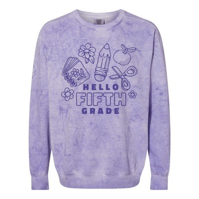 Hello Fifth Grade School Colorblast Crewneck Sweatshirt