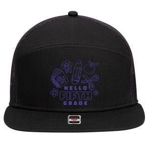 Hello Fifth Grade School 7 Panel Mesh Trucker Snapback Hat