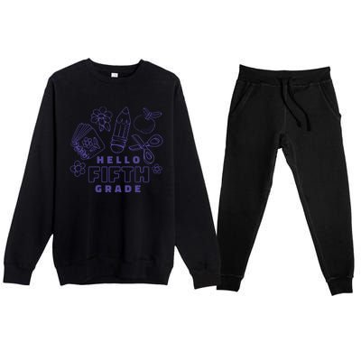 Hello Fifth Grade School Premium Crewneck Sweatsuit Set