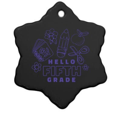 Hello Fifth Grade School Ceramic Star Ornament