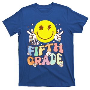 Hello Fifth Grade Hippie Smile Face 5th Grade Back To School T-Shirt