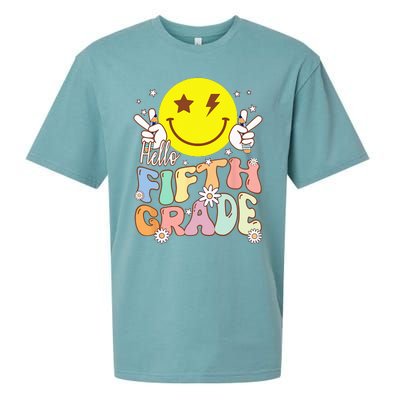 Hello Fifth Grade Hippie Smile Face 5th Grade Back To School Sueded Cloud Jersey T-Shirt