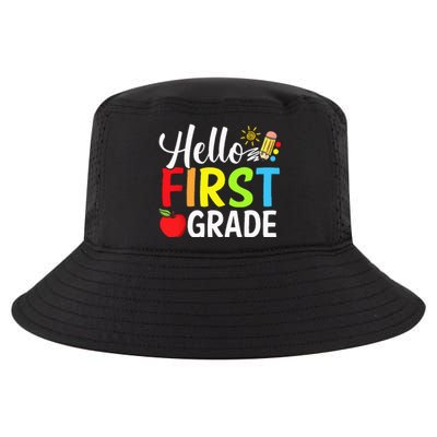 Hello First Grade Team 1st Grade Back To School Teacher Cool Comfort Performance Bucket Hat