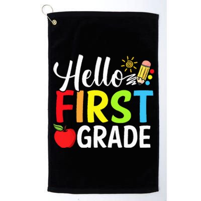 Hello First Grade Team 1st Grade Back To School Teacher Platinum Collection Golf Towel