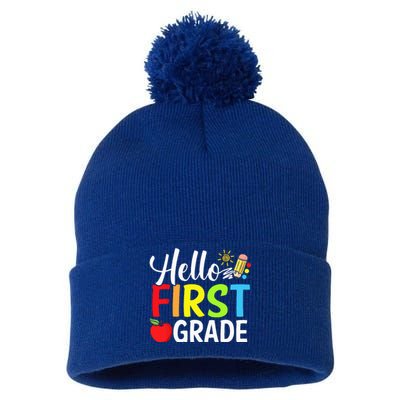 Hello First Grade Team 1st Grade Back To School Teacher Pom Pom 12in Knit Beanie