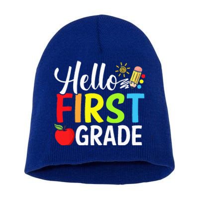 Hello First Grade Team 1st Grade Back To School Teacher Short Acrylic Beanie