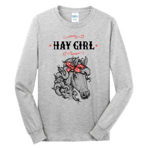 Horse Funny Gift For Girls And Women Horse With Bandana Hay Girl Cool Gift Tall Long Sleeve T-Shirt