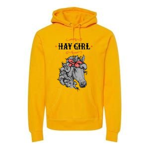 Horse Funny Gift For Girls And Women Horse With Bandana Hay Girl Cool Gift Premium Hoodie