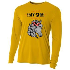 Horse Funny Gift For Girls And Women Horse With Bandana Hay Girl Cool Gift Cooling Performance Long Sleeve Crew