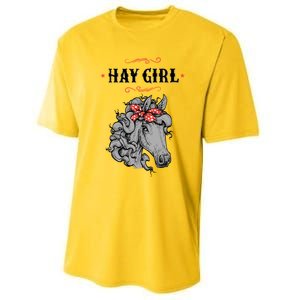 Horse Funny Gift For Girls And Women Horse With Bandana Hay Girl Cool Gift Performance Sprint T-Shirt