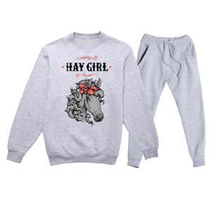 Horse Funny Gift For Girls And Women Horse With Bandana Hay Girl Cool Gift Premium Crewneck Sweatsuit Set