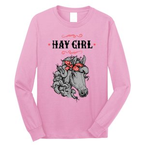 Horse Funny Gift For Girls And Women Horse With Bandana Hay Girl Cool Gift Long Sleeve Shirt