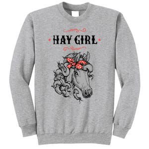 Horse Funny Gift For Girls And Women Horse With Bandana Hay Girl Cool Gift Sweatshirt